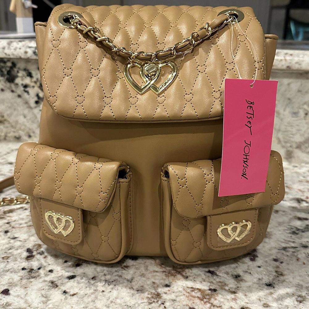 NWT Betsey Johnson Heart Camel  XOLEA Backpack MSRP $108